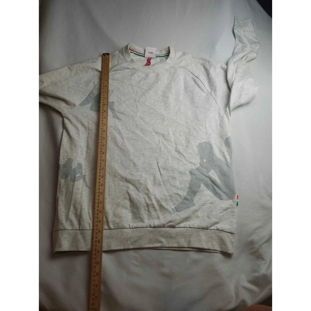 Kappa Omini Logo Sweatshirt Mens XL Grey Heather Raglan Crewneck Pullover